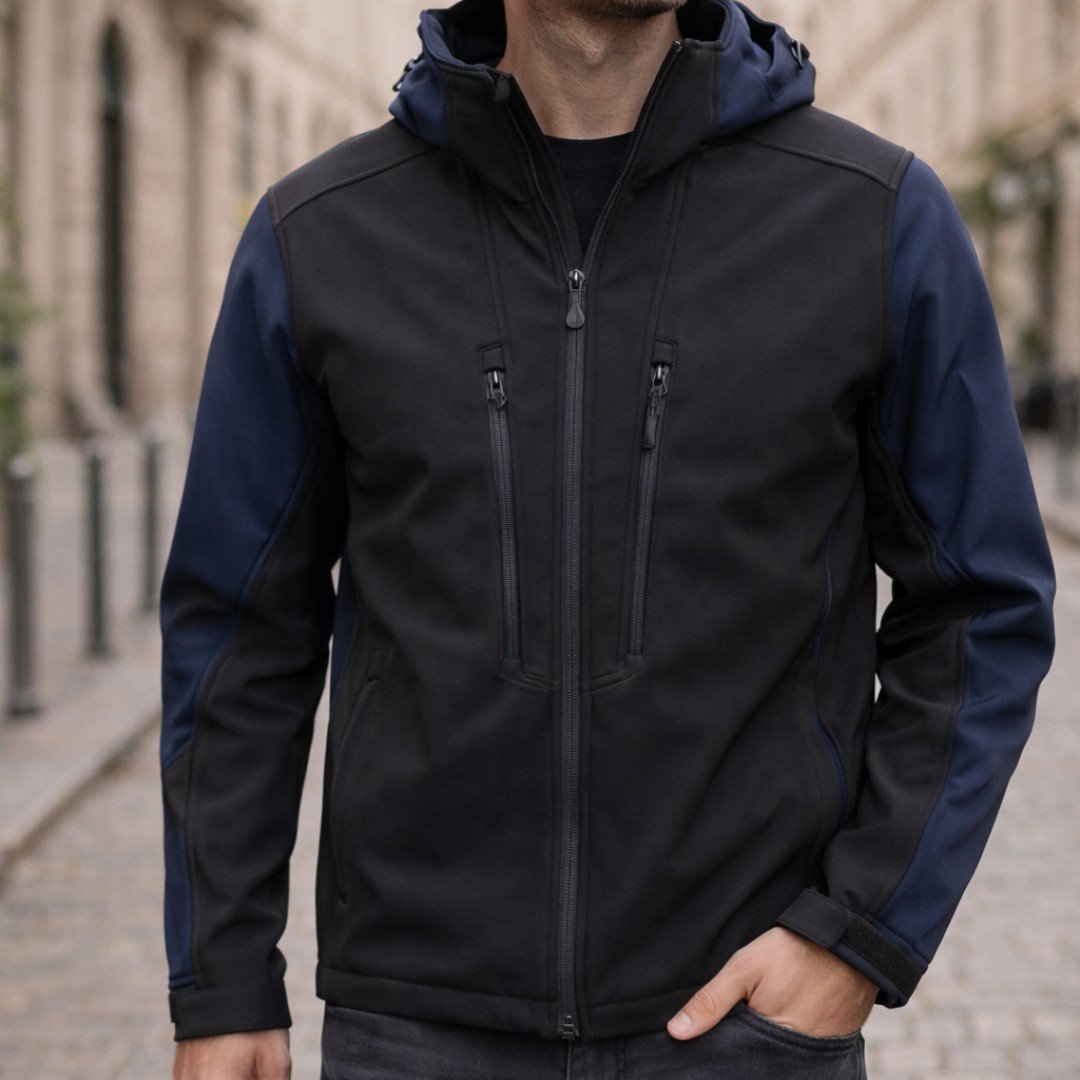 Μπουφάν softshell sport 3 layers με κουκούλα