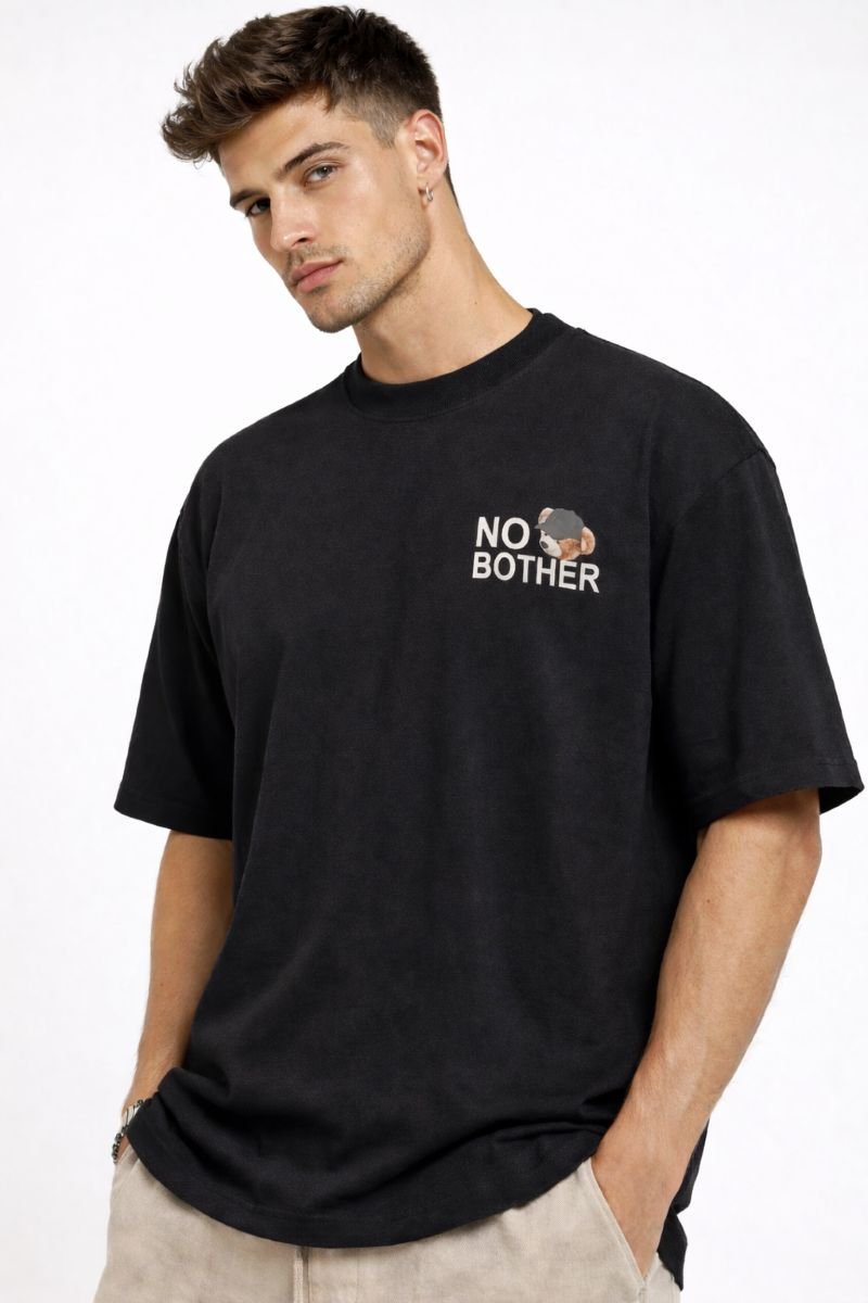 Oversize T-Shirt Μαύρο NO BOTHER - Image 2