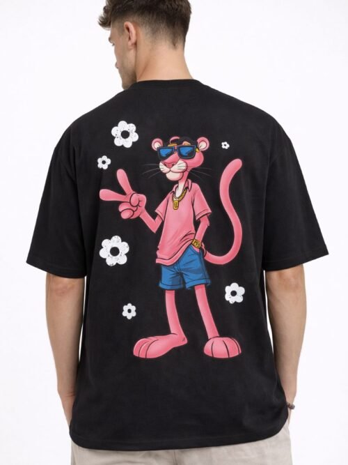 Oversize Pink Panther T-Shirt Μαύρο
