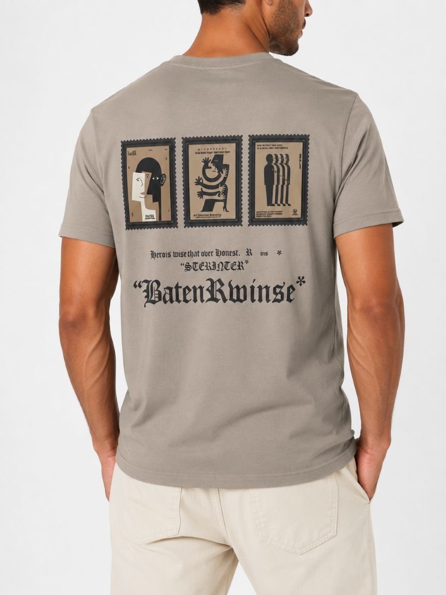 Ανδρικό T-Shirt με Print Στήθους & Πλάτης - Image 6